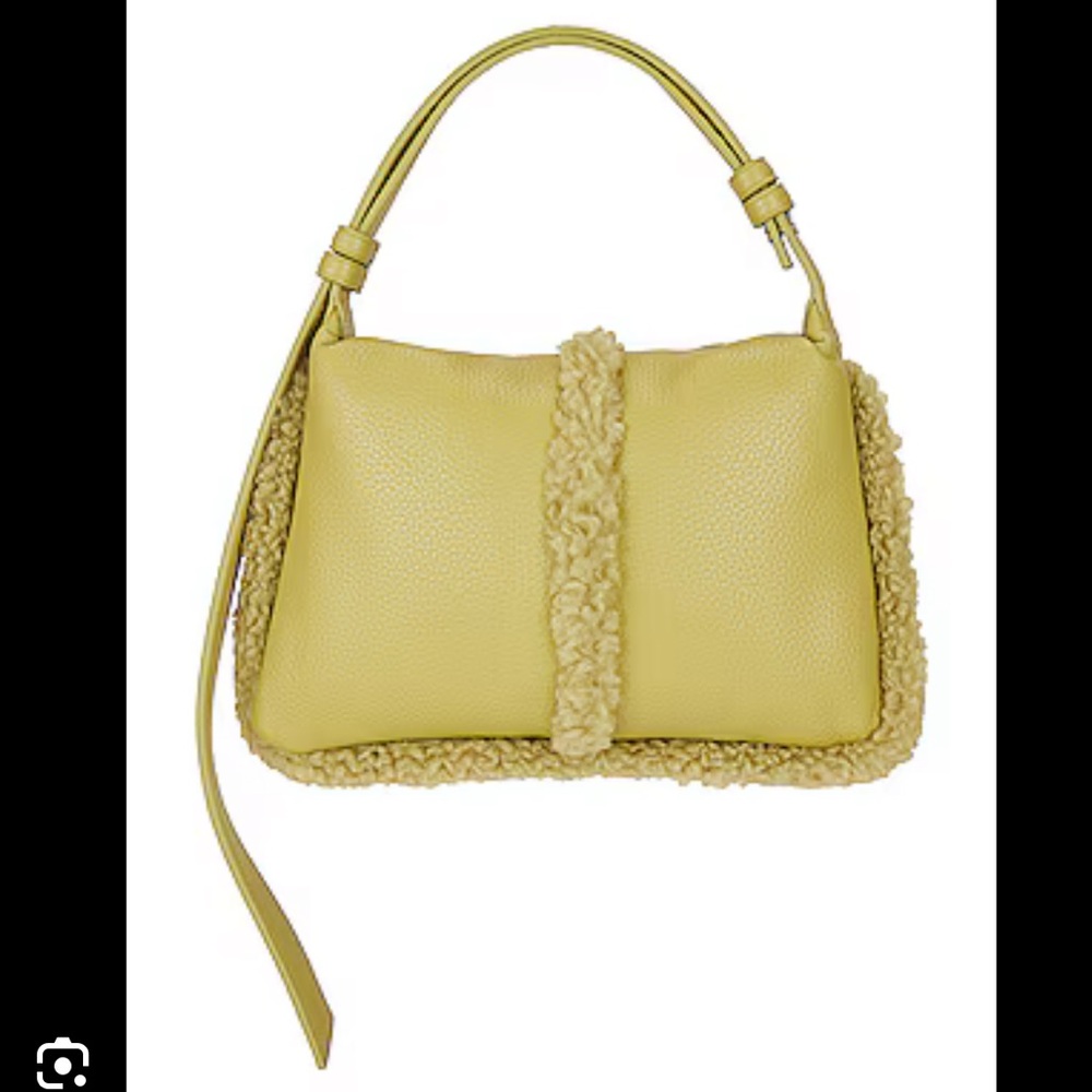 Revolve Mini Faux Shearling Puffin Bag in Clay Green by Simon Miller | NWT